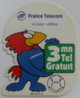 FOOTBALL / MONDIAL FRANCE 98 - FOOTIX Mascotte - Ticket Téléphone Prépayé 3 Minutes Utilisé - Sport