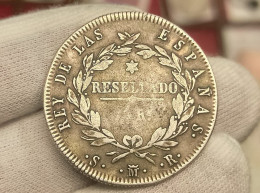 España Spain Fernando VII - 10 Reales Resellados 1821 SMR Madrid Km 560.2 Plata - Altri & Non Classificati