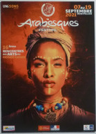 ARABESQUES - ARTS DU MONDE ARABE - Visage / Collier Autour Du Cou - Festival 2021 - Carte Publicitaire - Afrika