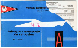 Talón Para Transporte De Vehículos. Compañía Transmediterránea. 1971 - Malte