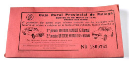 Librillo Con 33 Papeletas Boletos Sorteo Renault. Caja Rural De Málaga 1974 - Malta