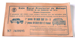 Librillo Con 21 Papeletas Boletos Sorteo Renault. Caja Rural De Málaga 1974 - Malta