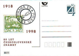 CDV A 42 Czech Republic 80 Yrs Of The Czechoslovak Stamp 1998 Mucha's Design - Cartes Postales