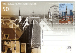 ESTONIA 2008 No.50 TALLINN PHILATELIST SOCIETY 50 POSTAL STATIONERY IMPRINTED STAMP FIRST DAY CANCELLING GANZSACHE - Altri & Non Classificati