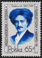 Polonia Poland 2837 1986 Pianista Y Primer Ministro I. J. Paderewski MNH - Andere & Zonder Classificatie