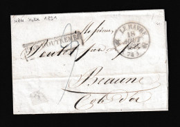 1831 (30 JUN) NUEVA YORK A Beaune (Francia) Marca “PAYS D’OUTREMER” Y Fechador De “LE HAVRE”, Ambas En Negro. Porteo Mns - …-1845 Prephilately