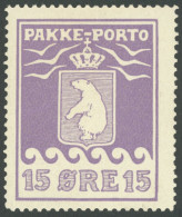 GRÖNLAND - PAKKE-PORTO 8A *, 1915, 15 Ø Violett, (Facit P 8I), Falzrest, Pracht - Parcel Post