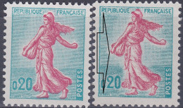 18166 Variété : N° 1233 Type Semeuse Impression Défectueuse Du Rouge + Normal ** - Nuovi