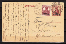 DANZIG 1920,Postkarte.15 Pf. Germania + 15 Pf Germania Gestempelt DANZIG 3.10.20.(D3764) - Interi Postali