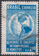 1958 Brasilien ° Mi:BR 949, Sn:BR 884, Yt:BR 667, Globe With Map Of The Americas - Usados