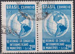 1958 Brasilien ° Mi:BR 949, Sn:BR 884, Yt:BR 667, Globe With Map Of The Americas - Usados