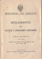 Reglamento De Actos Y Honores Militares. Libro Primero 1963 - History & Arts