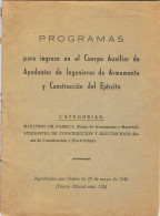 Programas Para Ingreso En El Cuerpo Auxiliar De Ayudantes De Ingenieros De Armamento Y Construcción Del Ejército - Histoire Et Art