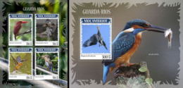 Mozambico 2019, Animals, Kingfisher, 4val In BF +BF - Mozambique