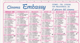 Calendarietto - Cinema Embassy - Como - Anno 1985 - Petit Format : 1981-90