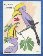 CPSM Bonne Année - Illustrateur P HUGUET Oiseau Type Toucan Perruche 14 Cm/10 Cm - Huguet