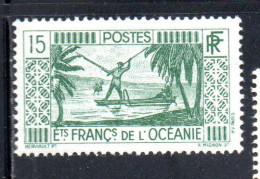 ETABLISSEMENTS DE L'OCEANIE FRENCH OCEANIA 1934 1940 SPEAR FISHING 15fr MNH - Neufs