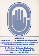 Calendarietto - Impresa Per La Lotta Antiparassitaria - Torino - Anno 1985 - Petit Format : 1981-90