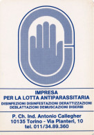 Calendarietto - Impresa Per La Lotta Antiparassitaria - Torino - Anno 1985 - Small : 1981-90