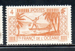 ETABLISSEMENTS DE L'OCEANIE FRENCH OCEANIA 1934 1940 SPEAR FISHING 4fr MNH - Neufs