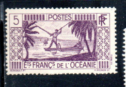 ETABLISSEMENTS DE L'OCEANIE FRENCH OCEANIA 1934 1940 SPEAR FISHING 5fr MNH - Neufs