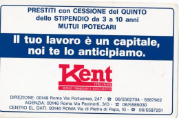 Calendarietto - Kent- Itaiana - Servi Finanziari E Assicurativi - Anno 1985 - Small : 1981-90