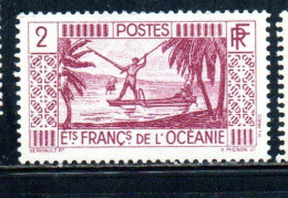 ETABLISSEMENTS DE L'OCEANIE FRENCH OCEANIA 1934 1940 SPEAR FISHING 2fr MNH - Neufs