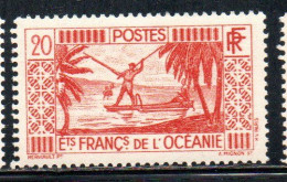 ETABLISSEMENTS DE L'OCEANIE FRENCH OCEANIA 1934 1940 SPEAR FISHING 20fr MNH - Neufs