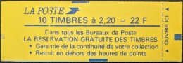 2376-C11 Daté 5/2-2-88 Conf.9 Liberté 2.20 Rouge Carnet Fermé - Moderne : 1959-...