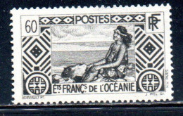 ETABLISSEMENTS DE L'OCEANIE FRENCH OCEANIA 1934 1940 1939 TAHITIAN GIRL 60fr MNH - Neufs