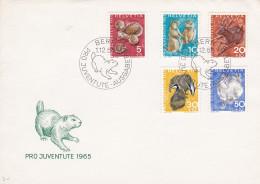 Suisse -- FDC --1965 --PRO JUVENTUTE --( 5 Valeurs) --marmotte........cachet - FDC