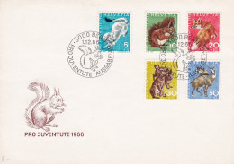 Suisse -- FDC --1966 --PRO JUVENTUTE --( 5 Valeurs) .....écureuil.......cachet - FDC