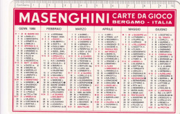Calendarietto - Masenghini - Carte Da Gioco - Bergamo - Anno 1985 - Petit Format : 1981-90