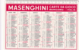 Calendarietto - Masenghini - Carte Da Gioco - Bergamo - Anno 1985 - Small : 1981-90