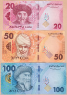 Kyrgyzstan Set 3 2024: 20,50,100 Som UNC P-W34, P-W35, P-W36 - Kirguistán