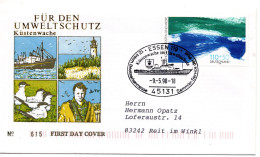 62675 - Bund - 1998 - 100Pfg Umweltschutz EF A FDC SoStpl ESSEN - ... KUESTENWACHE ... -> Reit Im Winkl - Maritime