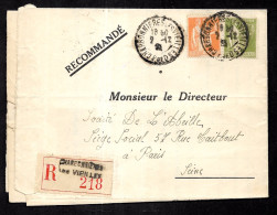 1935 Lettre Recommandée 63 Charbonnières-Les-Vieilles Avec Type Paix 284A + 286 Résiliation D'Assurance Via La Mairie - 1932-39 Paz