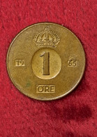 Coin Sweden SVEZIA 1 Øre 1965   Ore Bronze Coins - Gustaf VI Adolf - Suède