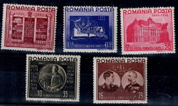 ROMANIA 1941 50 YEARS OF THE KING CHARLES I FOUNDATION  MI No 686-90 MNH VF!! - Neufs