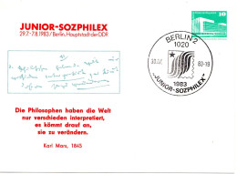 62688 - DDR - 1983 - 10Pfg Kl Bauten PGAKte "Junior-Sozphilex '83" SoStpl BERLIN - JUNIOR-SOZPHILEX 1983 - Expositions Philatéliques