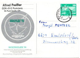 62689 - DDR - 1978 - 10Pfg Gr Bauten PGAKte "Sozphilex '78" RADEBERG -> Kaulsdorf - Esposizioni Filateliche