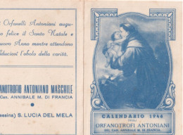 Calendarietto - Orfanotrofio Antoniano Maschile - Messina - S.lucia Del Mela - Anno 1946 - Petit Format : 1941-60