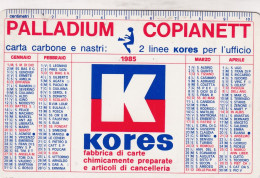 Calendarietto - Palladium - Copianett - Kores - Anno 1985 - Petit Format : 1981-90