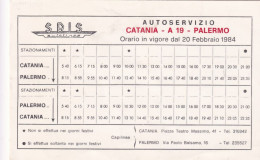 Calendarietto - SAIS - Autolinee - Catania - Palermo - Anno 1984 - Small : 1981-90