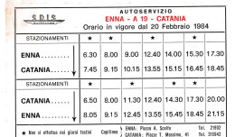 Calendarietto - SAIS - Autolinee - Enna - Catania - Anno 1984 - Petit Format : 1981-90