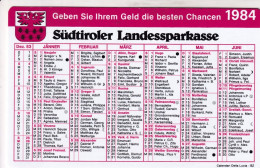 Calendarietto - Sudtiroler Landessparkasse - Anno 1984 - Small : 1981-90