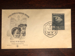 ARGENTINA FDC COVER 1956 YEAR POLIO POLIOMYELITIS HEALTH MEDICINE STAMPS - FDC