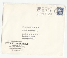 1968 Cover BREAD For The WORLD GIRO 23 Slogan DENMARK Smelnicke Engineer Airmail To Germany Stamps Freedom From Hunger - Brieven En Documenten