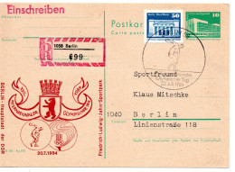 62946 - DDR - 1984 - 10Pfg Kl Bauten GAKte M Zudruck & ZusFrankatur Als OrtsR-Kte SoStpl BERLIN - XXII OLYMPISCHER TAG - Other & Unclassified