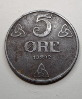 1942 NORWAY 5 ORE - Excellent Collectible Coin 159  (!) - Norvegia